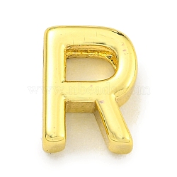 Brass Beads, for Personalized Name Necklace Making, Real 18K Gold Plated, Letter R, 8.5x6.5x3mm, Hole: 1.8x1mm(KK-K354-07G-R)