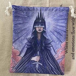 Tarot Card Storage Bag, Cloth Tarot Drawstring Bags, Rectangle with Woman Pattern, Medium Slate Blue, 18x13cm(WICR-PW0001-08-02)