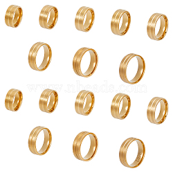 Unicraftale 16Pcs 8 Size 304 Stainless Steel Grooved Finger Rings Set, Golden, Inner Diameter: 16~23mm, 2Pcs/size(RJEW-UN0002-88)