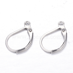 304 Stainless Steel Leverback Earring Findings, with Loop, Stainless Steel Color, 16x10.5x2mm, Hole: 1.5mm, Pin: 1mm(X-STAS-M217-03)
