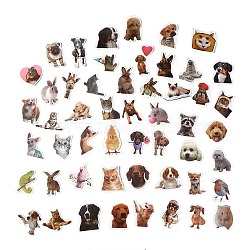 52Pcs 52 Styles PVC Plastic Animal Cartoon Stickers Sets, Adhesive Decals for DIY Scrapbooking, Photo Album Decoration, Animal Pattern, 44.5~62x42~63x0.3mm, 1pc/style(STIC-P004-25B)