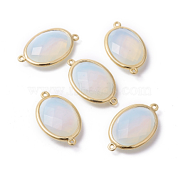 Golden Tone Brass Opalite Links connectors, Faceted, Oval, 26x15x6mm, Hole: 1~2mm(G-F339-A11)