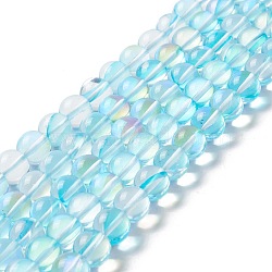 Synthetic Moonstone Beads Strands, Round, Cyan, 10mm, Hole: 1mm, about 37~39pcs/strand, 14.76''~14.96''(37.5~38cm)(G-E573-02C-07)