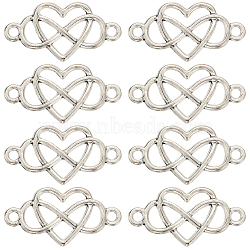 60Pcs Tibetan Style Alloy Connector Charms, Lead Free & Cadmium Free, for Valentine's Day, Heart with Infinity Links, Antique Silver, 12.5x24x2mm, Hole: 1.8mm(TIBE-SC0001-86)