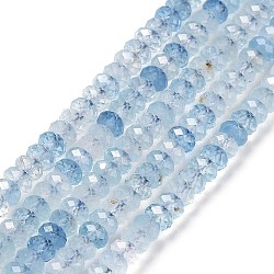 Natural Aquamarine Bead Strands, Faceted, Rondelle, 4x2mm, Hole: 0.7mm, about 157pcs/strand, 15.55 inch(39.5cm)(G-H278-01)