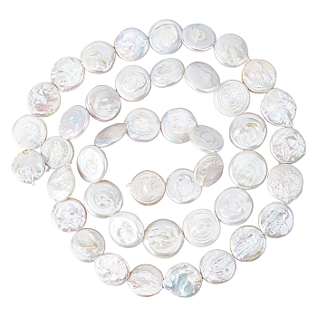 1 Strand Natural Keshi Pearl Beads Strands, Cultured Freshwater Pearl, Flat Round, Seashell Color, 16~18x3~8mm, Hole: 0.6mm, about 22~23pcs/strand, 14.57~15.35 inch(37~39cm)