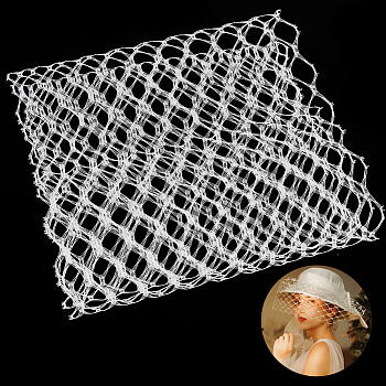Polyester Mesh Tulle Fabric, for DIY Bride's Headdress and Veil, White, 22~23x0.04cm