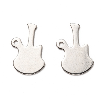 201 Stainless Steel Pendants, Stamping Blank Tag, Laser Cut, Guitar, Stainless Steel Color, 19.5x13x1mm, Hole: 1.5mm