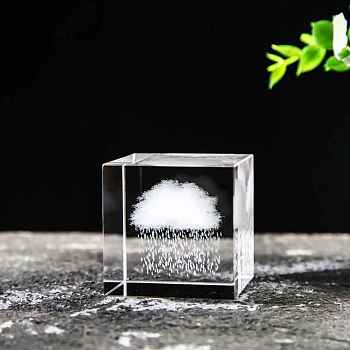 Glass Cube Display Decorations, for Home Desktop Decoration, Cloud, 40x40mm