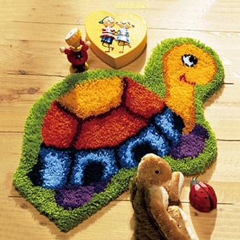 DIY Latch Hook Rug Kit, DIY Rug Crochet Yarn Kits, Including Color Printing Mesh Embroidery Pad, Acrylic Fiber Wool, Instruction, Tortoise, 365x500x2mm