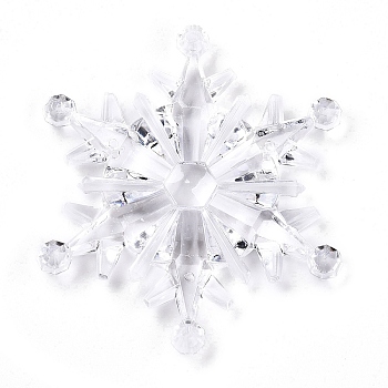 Transparent Acrylic Connector Charms, Snowflake, Clear, 71x62.5~63x8.5mm, Hole: 2mm, about 46pcs/500g