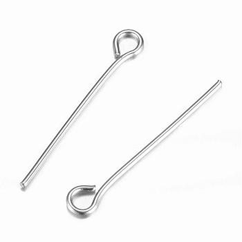 304 Stainless Steel Eye Pin, Stainless Steel Color, 22mm, Hole: 1.9x2mm, Pin: 0.7mm