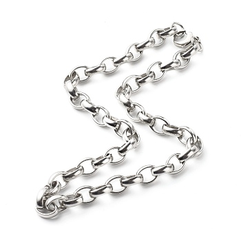 304 Stainless Steel Rolo Chain Necklace for Men Women, Stainless Steel Color, 18.11 inch(46cm)