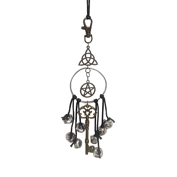Creative Alloy Witch Bells Wind Chimes Door Pendant Decoration, Antique Magic Keys Charms, for Home Protection Kitchen Decoration Bell, Mixed Color, 310mm
