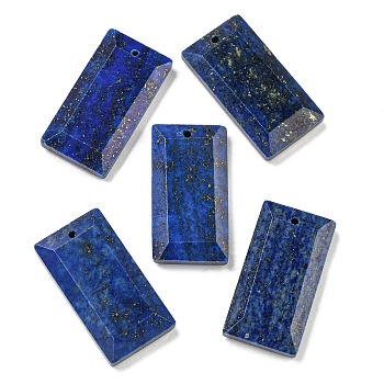 Dyed Natural Lapis Lazuli Pendants, Faceted Rectangle Charms, 25x13x4mm, Hole: 1mm