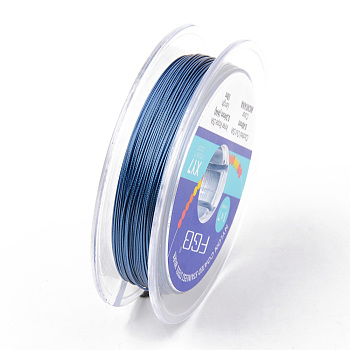 Tiger Tail Beading Wire, 7-Strand Bead Stringing Wire, Nylon Coated Stainless Steel Wire, Steel Blue, 26 Gauge, 0.4mm, about 32.8 Feet(10m)/roll