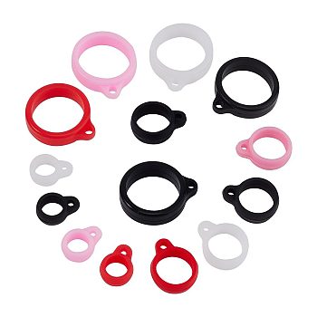 60Pcs 12 Style Silicone Pendants, for Electronic stylus & Lighter Making, Ring, Mixed Color, 16~29x12~24.5x6~7mm, Hole: 2.5~3mm, Inner Diameter: 8~20.5mm, 5pcs/style