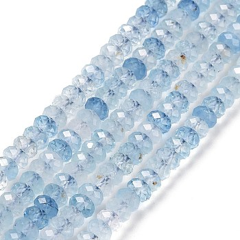 Natural Aquamarine Bead Strands, Faceted, Rondelle, 4x2mm, Hole: 0.7mm, about 157pcs/strand, 15.55 inch(39.5cm)