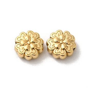 304 Stainless Steel Beads, Flower, Real 18K Gold Plated, 8x8x4mm, Hole: 1.5mm