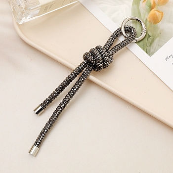 Rhinestone Keychain, Knot Strap Bag Hanging Accessories, Gray, 170mm