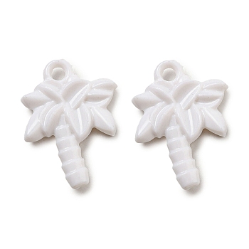 Opaque Acrylic Pendants, Leaf Charms, White, 28.5x22x5.5mm, Hole: 3mm, about 445pcs/500g.