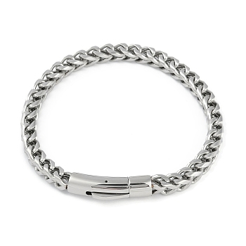 Non-Tarnish 304 Stainless Steel Wheat Chain Bracelets, Stainless Steel Color, 8-1/2 inch(21.5cm)