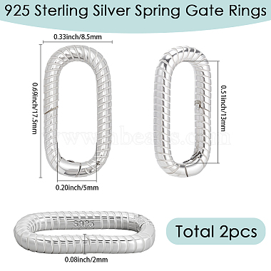 2Pcs 925 Sterling Silver Spring Gate Rings(STER-SC0001-59)-2