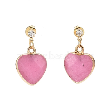 Heart Gemstone Dangle Earrings(EJEW-JE05147)-3