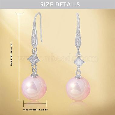 Pearl Earrings with Cubic Zirconia White Freshwater Shell Pearl Dangle Hook Earrings Stud Round Ball Drop Hoop Earrings Brass Jewelry Gift for Women(JE1097B)-2
