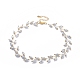 Electroplate Faceted Oval Glass Beaded Necklaces(NJEW-JN02625-02)-1