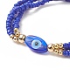 3Pcs 3 Color Evil Eye Lampwork & Glass Seed & Brass Beaded Triple Layer Multi-strand Bracelets Set for Women(BJEW-JB09251)-5