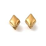 304 Stainless Steel Beads, Ion Plating(IP), Rhombus, Real 18K Gold Plated, 5x4x4mm, Hole: 1.2mm(STAS-L315-015G)