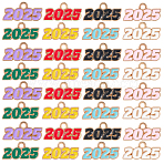 48Pcs 8 Colors Alloy Enamel Pendants, Light Gold, Year 2025 Charm, Mixed Color, 8.5x18x1mm, Hole: 1.8mm, 6pcs/color(ENAM-SP0001-03)