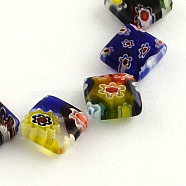 Rhombus Handmade Millefiori Glass Beads Strands, Mixed Color, 12x12x4mm, Hole: 1mm, about 26pcs/strand, 11.4 inch(LK-R004-16)