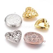 Brass Locket Pendants, Photo Frame Charms for Necklaces, Mixed Shapes, Mixed Color, 22~32x20~28x5~6.5mm, Hole: 2mm(KK-MSMC002-M4)