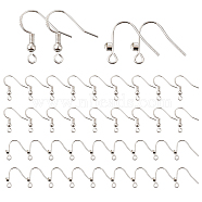 PandaHall Elite 40Pcs 2 Style Brass Earring Hooks, with Rhinestone Tray, Earring Making Accessories, Silver, 16~18.5x16.5~19mm, Hole: 2mm, Pin: 0.5~0.6mm, 20pcs/style(KK-PH0002-71)