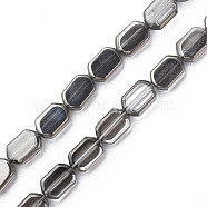 Electroplate Glass Beads Strands, Pearl Luster Plated, Oval, Gray, 9.5x6.5x3.5mm, Hole: 0.9mm, about 78Pcs/strand, 25.59 inch(65cm)(EGLA-N008-017-C02)