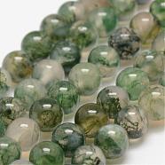 Natural Moss Agate Beads Strands, Round, 4mm, Hole: 0.5mm, about 93pcs/strand, 14.56~14.76 inch(37~37.5cm)(G-F453-4mm)