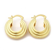 Rack Plating Brass Moon Hoop Earrings for Women, Lead Free & Cadmium Free, Real 18K Gold Plated, 23x20x9mm, Pin: 0.5mm(EJEW-G342-14G)