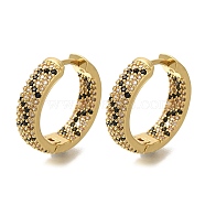 Rack Plating Brass Micro Pave Cubic Zirconia Hoop Earrings, Long-Lasting Plated, Lead Free & Cadmium Free, Real 18K Gold Plated, 21x5mm(EJEW-H016-18G)