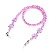 Butterfly Design Eyeglass Chains for Women, Glasses String Holder, with Acrylic Beads, 304 Stainless Steel Lobster Claw Clasps, Violet, 21.25 inch(54cm)(AJEW-EH00255-03)