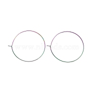 Ion Plating(IP) 316L Surgical Stainless Steel Hoop Earring Findings, Wine Glass Charms Findings, Rainbow Color, 40x0.7mm, 21 Gauge.(STAS-D164-06M)