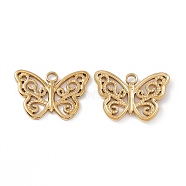 Ion Plating(IP) 304 Stainless Steel Pendants, Butterfly Charms, Real 18K Gold Plated, 18x25x2mm, Hole: 2.5mm(STAS-K242-04G)