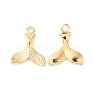 Brass Charms, Mermaid Tail Charm, Real 18K Gold Plated, 14x12x2mm, Hole: 1.6mm(KK-P234-04G)