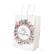 Rectangle Paper Bags, with Handle, for Gift Bags and Shopping Bags, Flower of Life Pattern, 14.9x8.1x21cm(CARB-B002-02B)
