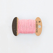 Jute Cord, Jute String, Jute Twine, 3 Ply, for Jewelry Making, Pink, 2mm, about 10.93 yards(10m)/board(OCOR-WH0016-06D)