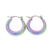 Rainbow Color 304 Stainless Steel Chunky Hoop Earrings for Women, 21x20x3.5mm, Pin: 0.8mm(EJEW-G293-19M)