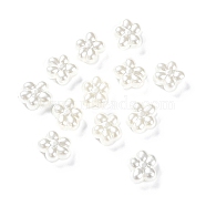 Opaque Acrylic Beads, Metal Enlaced, Flower, Seashell Color, 14.5x13.5x7.5mm, Hole: 1.6mm, about 490pcs/500g(OACR-G016-16)