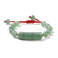 Natural Green Aventurine Braided Bead Bracelets for Women Men, with Brass Beads, Inner Diameter: 1-7/8~3 inch(4.9~7.5cm)(BJEW-JB08930-05)
