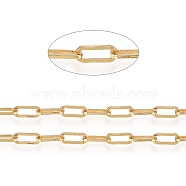 3.28 Feet Soldered Brass Paperclip Chains, Flat Oval, Drawn Elongated Cable Chains, Long-Lasting Plated, Real 18K Gold Plated, 6x2.5x0.5mm(X-CHC-D025-04G)